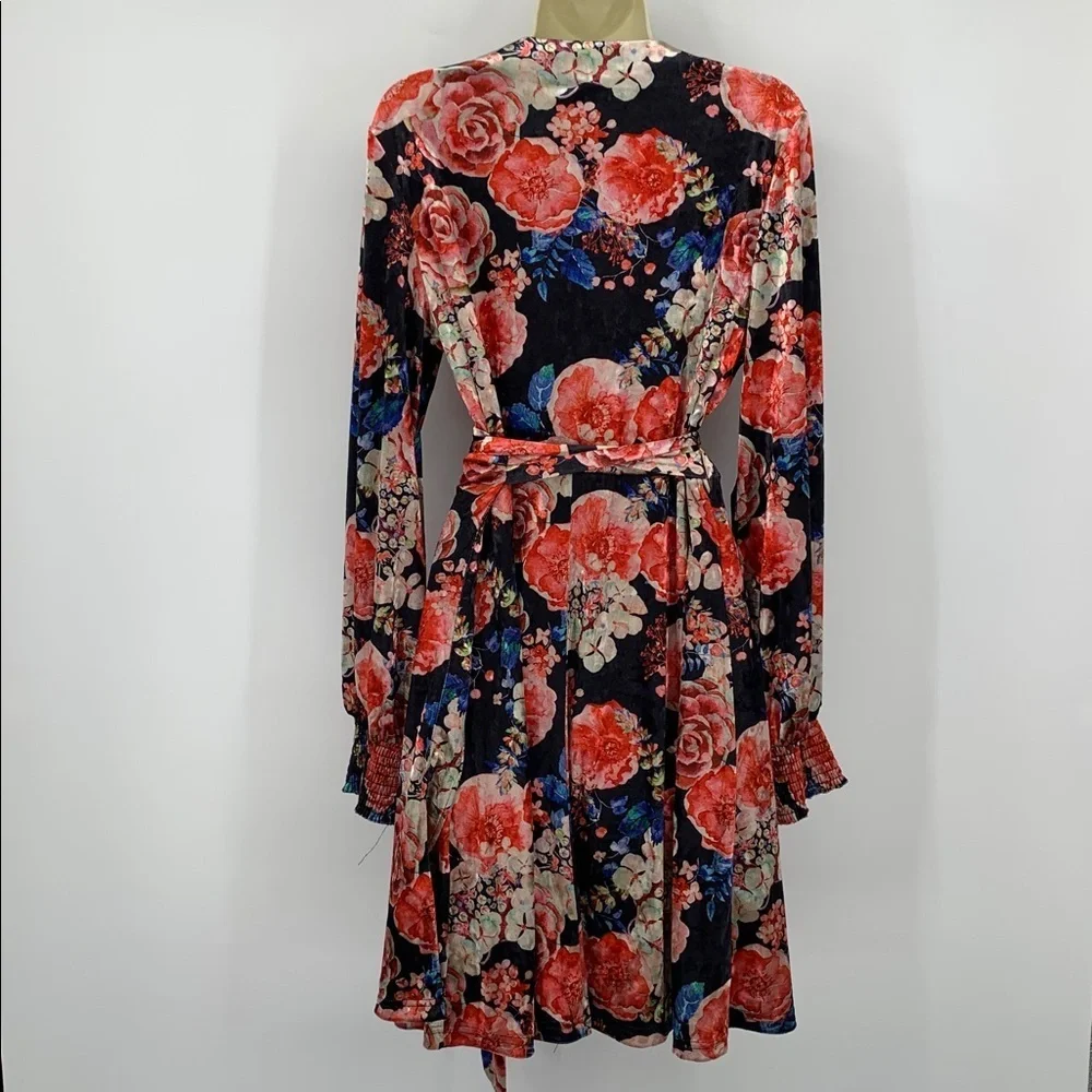 ModCloth Celestial Silhouette wrap dress velvet velour balloon sleeve new Large